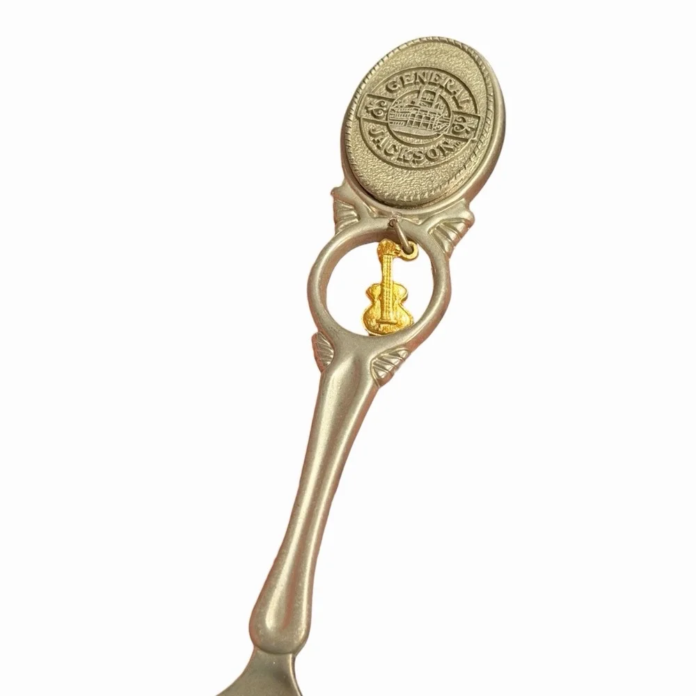 Vintage General Jackson Showboat Nashville Souvenir Spoon Gold Guitar Charm Fort